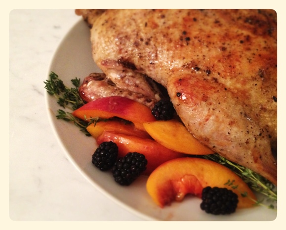 Roast Duck with Peach and Port Wine Sauce